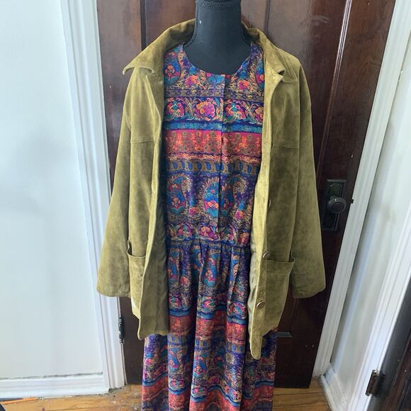 Vintage St. Johns Bay Washable Suede Jacket Blazer Womens MEDIUM Olive Green - Picture 6 of 13